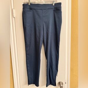 Chico's Navy Patterned Straight Leg Pants sz 2.5R (14R)